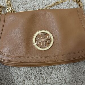 Tory Burch Tan Leather Crossbody with Gold Accents